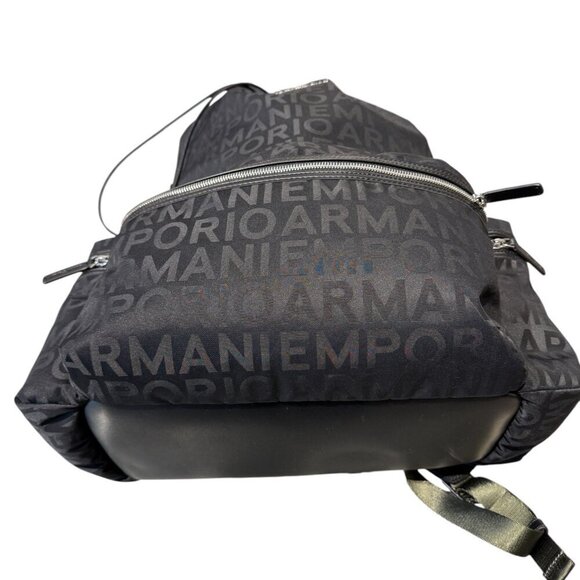 Emporio Armani Black Nylon oversized Drawstring Logo Backpack - Picture 4 of 16